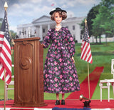 Barbie Inspiring Women Eleanor Roosevelt Doll 12-inch Wearing Floral Dress, with Doll Stand & Certificate of Authenticity, Gift for Kids & Collectors
