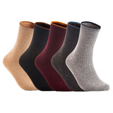 Lian LifeStyle Women's 5 Pairs Cute & Comfortable Wool Crew Socks Size 6-9 HR1612, Color (Beige, Black, Claret, DarkGrey, Grey)
