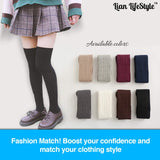 Lian LifeStyle Women's 4 Pairs Adorable Comfortable Soft Thigh High Over Knee High Cotton Socks Size 6-9 L1024 (Coffee, Grey, Khaki, White)