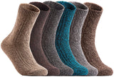Lian LifeStyle Big Girl's Women's 6 Pairs Wool Blend Crew Socks HR1613 Size 6-9