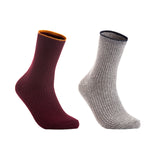 Lian LifeStyle Women's 2 Pairs Cute & Comfortable Wool Crew Socks Size 6-9 HR1612, Color (Claret, Grey)