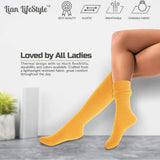 Lian LifeStyle Women's 3 Pairs Exceptional Non Slip, Cozy and Cool Knee High Wool Socks LFS05 Size 6-9 (Grey, Navy, Yellow)