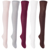 Lian LifeStyle Big Girl's Women's 5 Pairs Knee Thigh High Socks L1024 Size 6-9