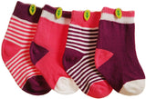 Lian LifeStyle Baby Toddler 4 Pairs Pack Cute Cotton Socks 3 Sizes(0-36M)