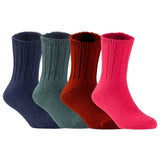Children's Durable, Stretchable, Thick & Warm Wool Crew Socks. Perfect as Winter Snow Sock and All Seasons FS01, 4 Pair, Size 4Y-6Y, Navy, DarkGrey, Wine, Red