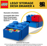LEGO 40201731 Desk Drawer 4 knobs Stackable Storage Box, Blue