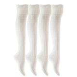 AATMart Awesome Women's 4 Pairs Thigh High Cotton Socks Soft, Super Durable Perfect as Winter Socks ATT1024 Size 6-9 (Cream)
