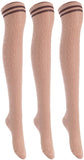 Lian LifeStyle Women's 3 Pairs Over Knee Thigh High Cotton Socks Size 6-9 L1023