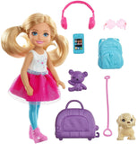Chelsea Travel Doll, Blonde, with Puppy, Carrier & Accessories, for 3 to 7 Year Olds