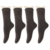 Lian LifeStyle Perfect Fit Women's 4 Pairs Wool Crew Socks For Healthy Feet. Cozy, Cute, and Comfortable Size 6-9 LK1602 (Coffee)