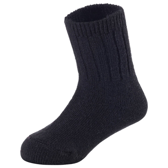 2 Pairs Children's Durable, Stretchable, Thick & Warm Wool Crew Socks. Perfect as Winter Snow Sock and All Seasons FS01 Size 0Y-2Y(Black)