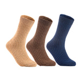 Lian LifeStyle Gorgeous Big Girls Women's 3 Pair Wool Crew Socks Size 6-9 FS03, Color (Beige,Brown,NavyBlue)