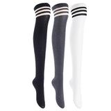 Lian LifeStyle Big Girl's Women's 3 Pairs Thigh High Cotton Socks Size 6-9 L1022