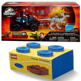 World Deluxe Story Pack Off-Road Tracker ATV + Desk Drawer 4 knobs Stackable Storage Box Blue, Pack of 2
