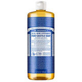 Undiluted Pure Castile Liquid Soap in Peppermint: 18-in-1 All Natural Soap w/ Organic Essential Oil Peppermint, All Purpose Castile Soap for Skincare, Hand Wash, Cleaning & More, 32 Fl OZ Bottle