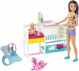 Barbie Nursery Playset with Skipper Babysitters Doll, 2 Baby Dolls, Crib