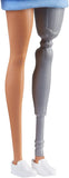 Barbie Fashionistas Doll 121 with Long Brunette Hair and Prosthetic Leg Wearing Sweater Dress and Accessories, for 3 to 8 Year Olds