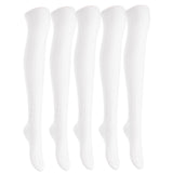 Lian LifeStyle Women's 5 Pairs Adorable Comfortable Soft Thigh High Over Knee High Cotton Socks Size 6-9 L1024 (Cream)
