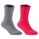 Children's Durable, Stretchable, Thick & Warm Wool Crew Socks. Perfect as Winter Snow Sock and All Seasons FS01, 2 Pair, Size 4Y-6Y, Grey, Red