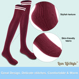 Lian LifeStyle Women's 4 Pairs Over Knee High Thigh High Cotton Socks Size 6-9(White) 4p1c5