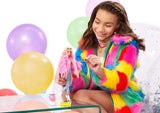 Barbie Extra Doll #3 in Pink Fluffy Coat with Pet Unicorn-Pig, Extra-Long Crimped Hair, Including Candy Bar Clutch & Gummy Bear Ring, Multiple Flexible Joints, Gift for Kids 3 Years Old & Up