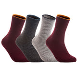 Lian LifeStyle Women's 4 Pairs Cute & Comfortable Wool Crew Socks Size 6-9 HR1612, Color (Claret, DarkGrey, Grey, Wine)