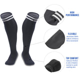 AATMart Boy's 1 Pair Lighweight & Breathable High Performance Knee-High Sports Socks  - Ultra Comfortable & Durable Long Socks XL0002 Size XXS Black