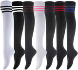 Lovely Annie Women's 6 Pairs Over-the-Knee Thigh High Knee High Cotton Socks Size 6-9