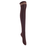 Lian LifeStyle Exquisite Big Girl's Women's 5 Pairs Thigh High Cotton Socks. Super Comfortable Female Socks in Vibrant Colors Size 6-9 L1023(Blk,Cof,DG,Kaki,Wine)