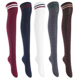 Lian LifeStyle  Big Girl's Women's 5 Pairs Adorable Comfortable Soft Thigh High Over Knee High Cotton Socks Size 6-9 L1023(Random)