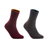 Lian LifeStyle Women's 2 Pairs Cute & Comfortable Wool Crew Socks Size 6-9 HR1612, Color (Claret, DarkGrey)