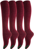 Lian LifeStyle Women's 4 Pairs Knee High Cotton Boot Socks LW158212 Size 6-9
