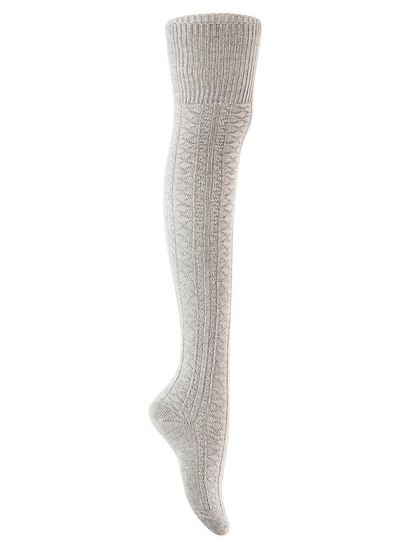 Lian LifeStyle Big Girl's Women's 3 Pairs Fashion Thigh High Cotton Socks JMYP1025 Size L/XL(Cream)