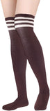 Lian LifeStyle Women's 5 Pairs Adorable Comfortable Soft Thigh High Over Knee High Cotton Socks Size 6-9 L1022(Coffee)