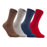 Lian LifeStyle Gorgeous Big Girls Women's 4 Pair Wool Crew Socks Size 6-9 FS03, Color (Brown,LightGrey,NavyBlue,Red)