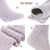 Lian LifeStyle Big Girl's Women's 6 Pairs Knee High Wool Socks HR1412 Size 6-9