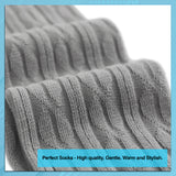AATMart Awesome Women's 4 Pairs Thigh High Cotton Socks Soft, Super Durable Perfect as Winter Socks ATT1024 Size 6-9 (Dark Grey)
