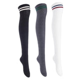 Lian LifeStyle Women's 3 Pairs Adorable Comfortable Soft Thigh High Over Knee High Cotton Socks Size 6-9 L1023(Assorted)