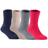 Children's Durable, Stretchable, Thick & Warm Wool Crew Socks. Perfect as Winter Snow Sock and All Seasons FS01, 4 Pair, Size 4Y-6Y, Navy, Biege, Grey, Red
