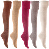 Lian LifeStyle Big Girl's Women's 5 Pairs Knee Thigh High Socks L1024 Size 6-9