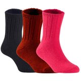 Children's Durable, Stretchable, Thick & Warm Wool Crew Socks. Perfect as Winter Snow Sock and All Seasons FS01, 3 Pair, Size 4Y-6Y, Black, Wine, Red