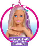 Barbie Deluxe 20-Piece Glitter and Go Styling Head, Blonde Hair and Unicorn Headband