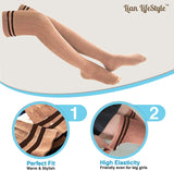 Lian LifeStyle Women's 3 Pairs Over Knee Thigh High Cotton Socks Size 6-9 L1023