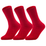 AATMart Men's 3 Pairs Lightweight Well Crafted Wool Crew Socks with Breathable Features | Athletic Moisture Wicking Socks FS03 Size 8-11 (Red)
