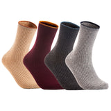 Lian LifeStyle Women's 4 Pairs Cute & Comfortable Wool Crew Socks Size 6-9 HR1612, Color (Beige, Claret, DarkGrey, Grey)