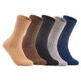 Lian LifeStyle Gorgeous Big Girls Women's 5 Pair Wool Crew Socks Size 6-9 FS03, Color (Beige,Brown,DarkGrey,LightGrey,NavyBlue)