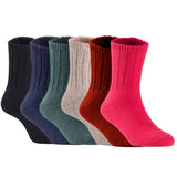 Children's Durable, Stretchable, Thick & Warm Wool Crew Socks. Perfect as Winter Snow Sock and All Seasons FS01, 6 Pair, Size 4Y-6Y, Black, Navy, DarkGrey, Biege, Wine, Red