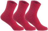 Lian LifeStyle Perfect Fit, Cozy, and Comfortable Women's 3 Pairs Wool Crew Socks For Healthy Feet LK08 Size 6-9 (Red)