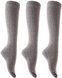 Lian Lifestyle Awesome Women's 3 Pairs Knee High Cotton Socks, Breathable, Fancy and Cozy Size 2.5-7 L158212(Grey,Coffee,Wine)