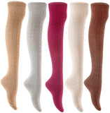Lian LifeStyle Big Girl's Women's 5 Pairs Knee Thigh High Socks L1024 Size 6-9